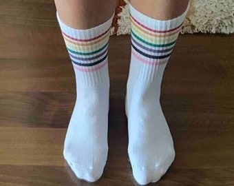 Queer Pride socks, One Love Rainbow Outfit, Love is Love clothing, Rainbow fashion, Gift for gay people, Gift idea for transgender people