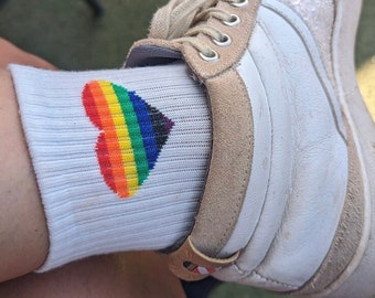 Rainbow Pride Socks, LGBTQ Outfit, Love is Love Fashion, Rainbow Fashion, Gift for Gays, Pride Festival Outfit, Pride Month Socks