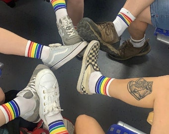 LGBTQ Rainbow Socks, PRIDE Rainbow Outfit, Love is Love Clothing, CSD Festival OneLove Socks, Gift for Gay Lesbian Bi Trans