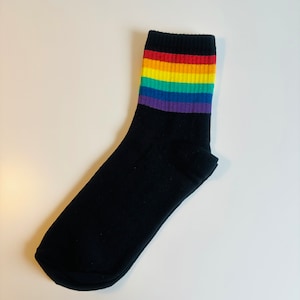 Calcetines LGBTQ PRIDE, traje de arco iris de un amor, ropa de amor es amor, moda queer, regalo para gays, idea de regalo para lesbianas trans bi imagen 3