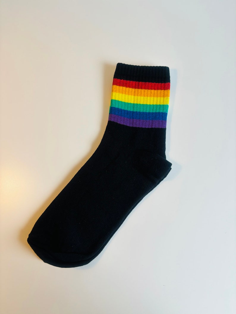 Calcetines LGBTQ PRIDE, traje de arco iris de un amor, ropa de amor es amor, moda queer, regalo para gays, idea de regalo para lesbianas trans bi imagen 3