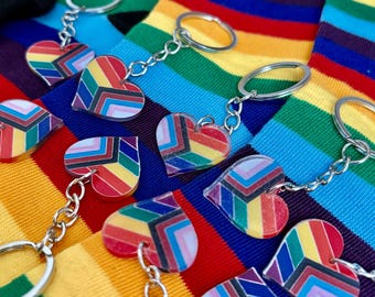 LGBTQ lanyard, rainbow keychain, GAY Pride lanyard with carabiner, rainbow gift for gay men, Pride Month gift