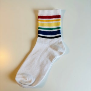 LGBTQ PRIDE Socks, One Love Rainbow Outfit, Love is Love Clothing, Queer Fashion, Gift for Gays, Gift Idea for Trans Bi Lesbians PRIDE Weiss