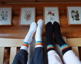 LGBTQ Rainbow Flag Socks, Rainbow Pride Socks, Gift for Bisexuals, Gift Idea for Transgender People, Pride Month CSD Festival Outfit