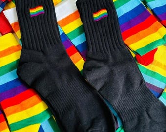 Rainbow LGBTQ socks, rainbow socks, gay pride socks, CSD festival clothing, Pride Month outfit, Love is Love socks, gay gift