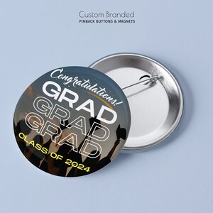 12 badges imprimés pour l'obtention du diplôme de la classe de 2024 de 1,25 po., style, conception personnalisée, badges image 2