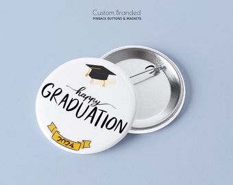 12 botones pinback de graduación de graduación IMPRESOS DE CLASE DE 2024 de 1,25" con estilo, diseño personalizado, insignias