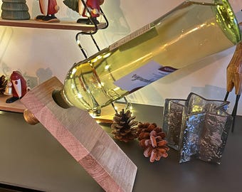 Wooden wine bottle holder (Magic wine holder wine stand shelf storage wine rack gift idea wine stand wood natural oak)