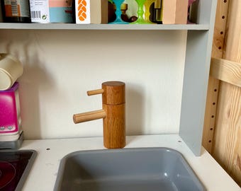 Oak wooden tap for play kitchen, wooden toy tap, children's kitchen mixer tap suitable for any kitchen, Ikea Montessori toy