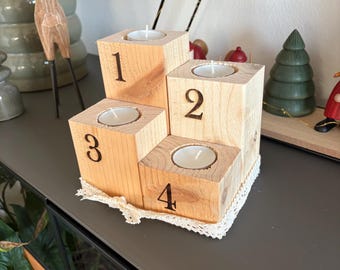 Advent candle holder, Advent, Christmas market decoration, candlestick, Advent calendar, Advent wreath