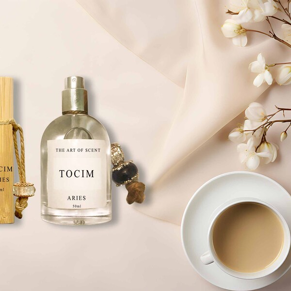 Handmade Perfume, “Tea escape" Matcha, tea, jasmin and other natural essential oils by Tocim and DIY by charm and wood bottle