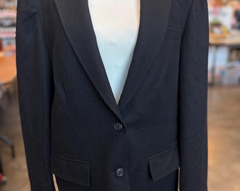 Vintage Pendleton Black Wool Blazer | 70s 80s USA Made Tailored Jacket | Classic Two Button Preppy Wool Coat