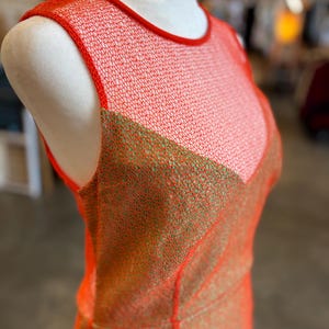 Diane Von Furstenberg Mesh Sheath Dress Size 6 New With Tags Designer Orange Colorblock Cocktail Dress Modern Statement DVF
