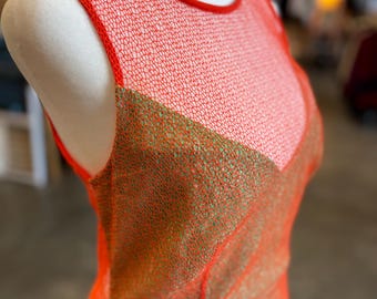 Vestido tubo de malla de Diane Von Furstenberg, talla 6, nuevo, con etiquetas, vestido de cóctel con diseño en naranja y bloques de color, moderno, estilo declaración, DVF