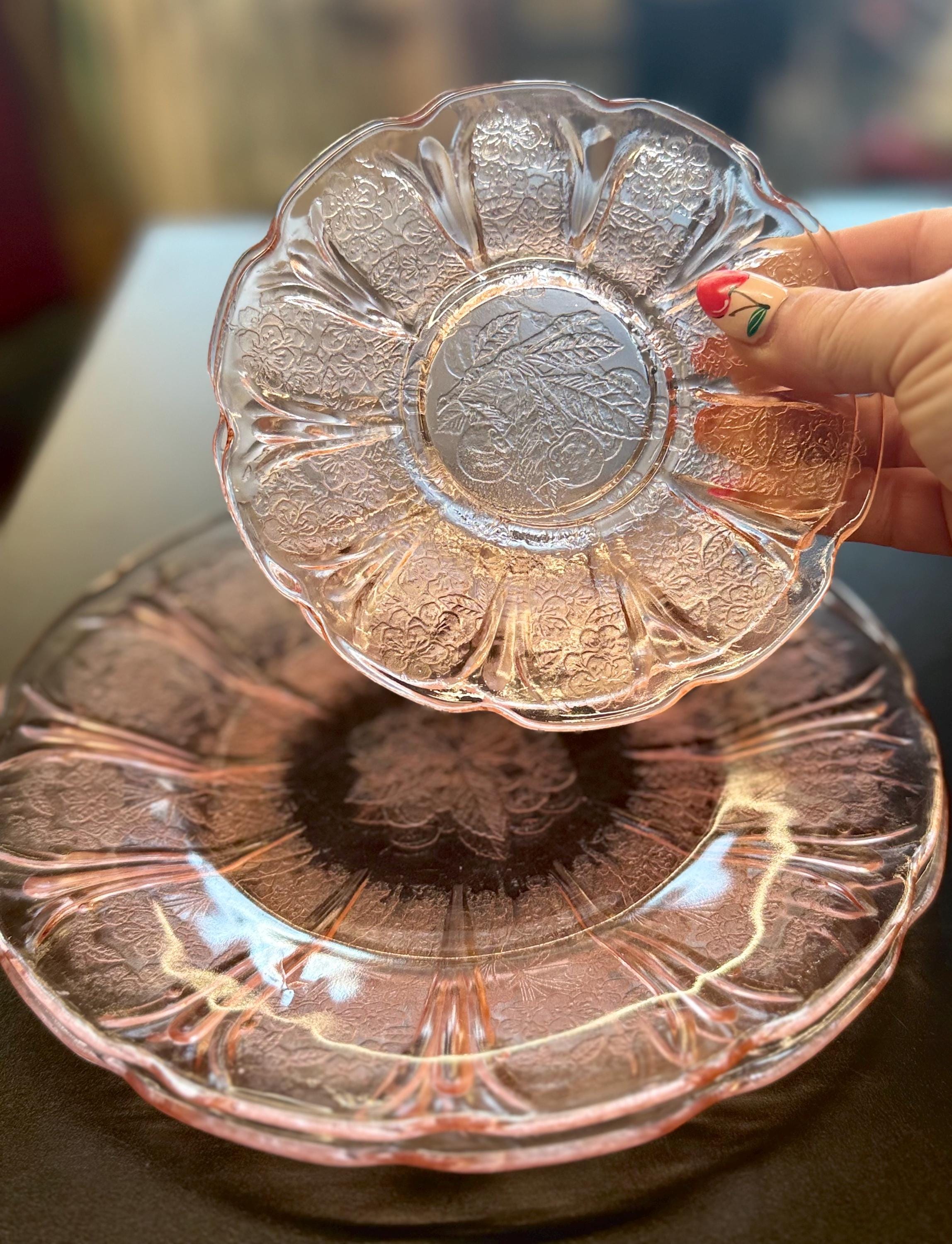 Pink Vintage Glass Set - Etsy
