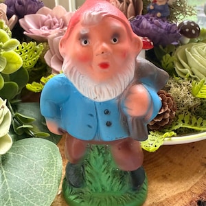 Vintage German Gnome Figurine | Hand Painted Domeier’s Import | Red Hat Garden Gnome Collectible | Made in Germany