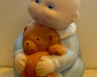 1984 Cabbage Patch Bisque-figuurtje voor kinderen – verzamelobject baby met teddybeer