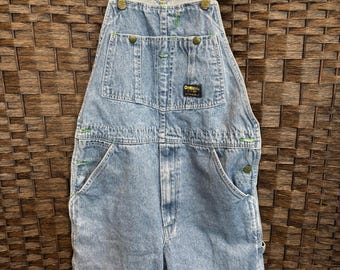 Vintage 90s OshKosh B’Gosh Vestbak Denim Shortalls Size 32 | Clover Button Carpenter Overall Shorts | Rare Vintage Workwear
