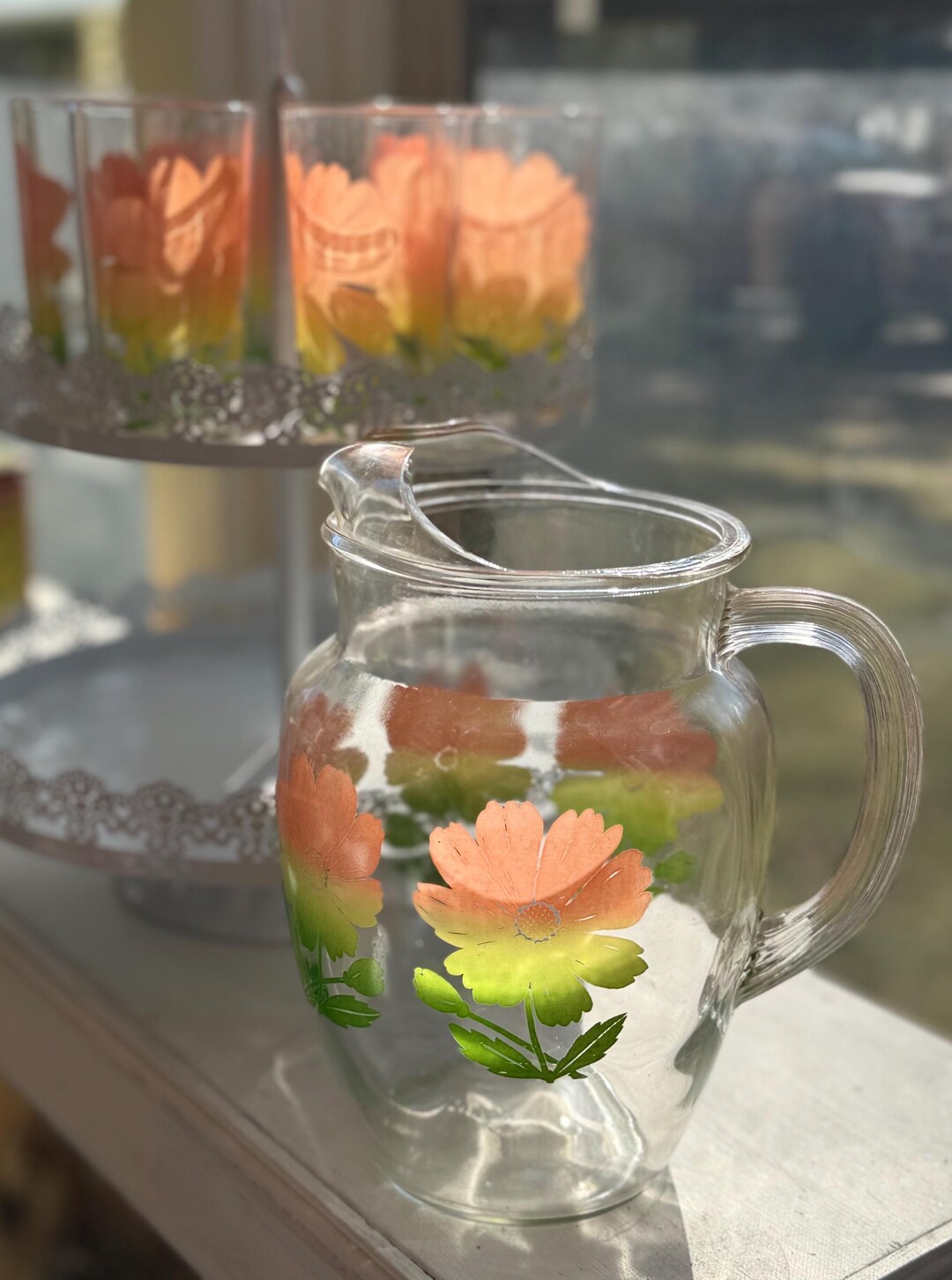 Mid Century Swanky Swig Set | Federal Glass Pitcher & 6 Glasses | Retro ...