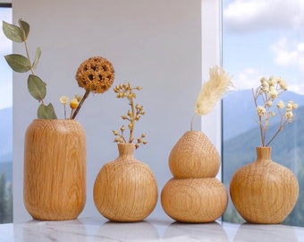 White Wood Vase Small, Flower, Handmade Wooden Flower Vase, Carved Wood Vase, Wooden Bud Vase, Dried Flower Vase, Home Decor Gift, Unique