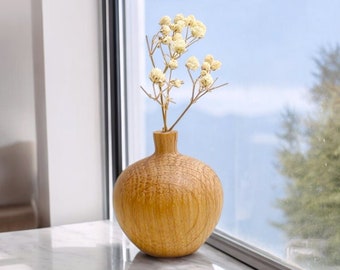 White Wood Vase Small, Flower, Handmade Wooden Flower Vase, Carved Wood Vase, Wooden Bud Vase, Dried Flower Vase, Home Decor Gift, Unique