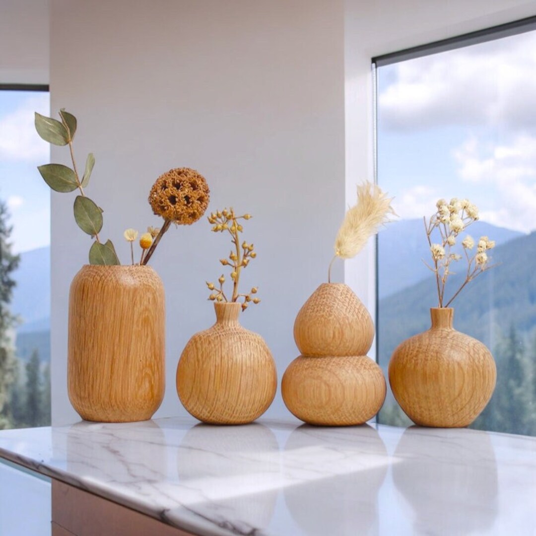 Wooden Tiny Flower Vase / sake-flask