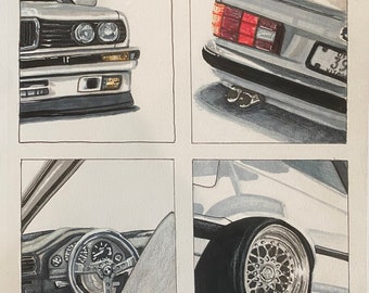 Custom Car Collage Drawing