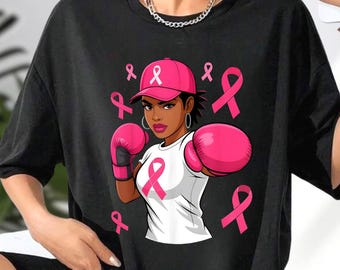 Women Black African American Fight Breast Cancer Pink Ribbon Shirt, In October We Wear Pink Shirt, Feminist Shirt, Women Power Tee