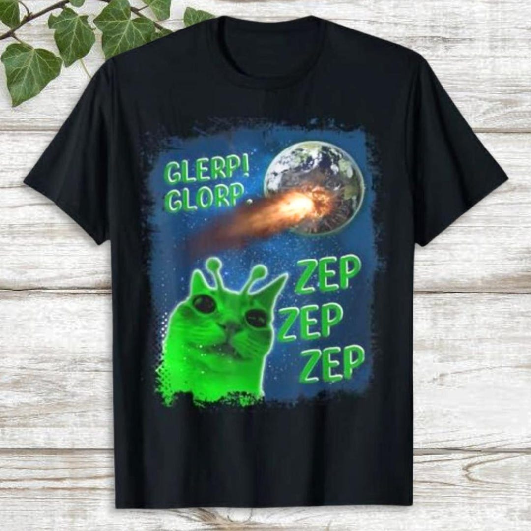 Glerp Glorp Cat Meme Shirt, Funny Alien Cat Meme Shirt, Brainrot Cat ...