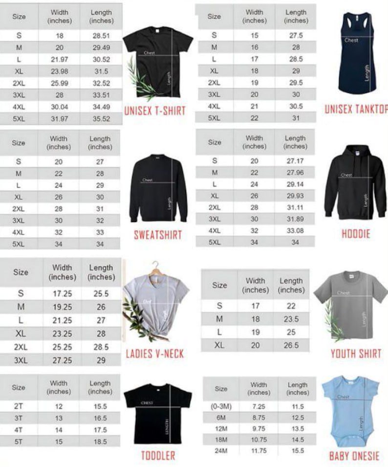 a chart showing the size and measurements of a t - shirt