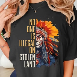No Human Is Illegal on Stolen Land Shirt, Comfort Colors Pro Immigration Shirt, Anti Racist Shirt, Human Rights, Social Justice Activism tee