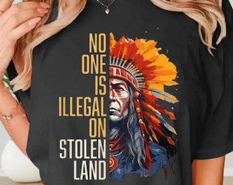 No Human Is Illegal on Stolen Land Shirt, Comfort Colors Pro Immigration Shirt, Anti Racist Shirt, Human Rights, Social Justice Activism tee