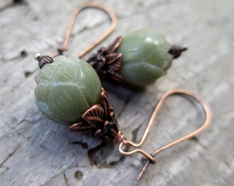 Carved Bodhi Root Lotus Flower Earrings Earrings | Lotus Flowers | Earthy and Organic | Unique Lotus Earrings | Natural Earrings Under 25