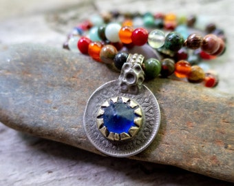 Kuchi Tribal Coin Necklace | Healing Stones Necklace | Natural Stones | Nature Lover | Boho Jewelry | Hippie Necklace | Necklace Under 40