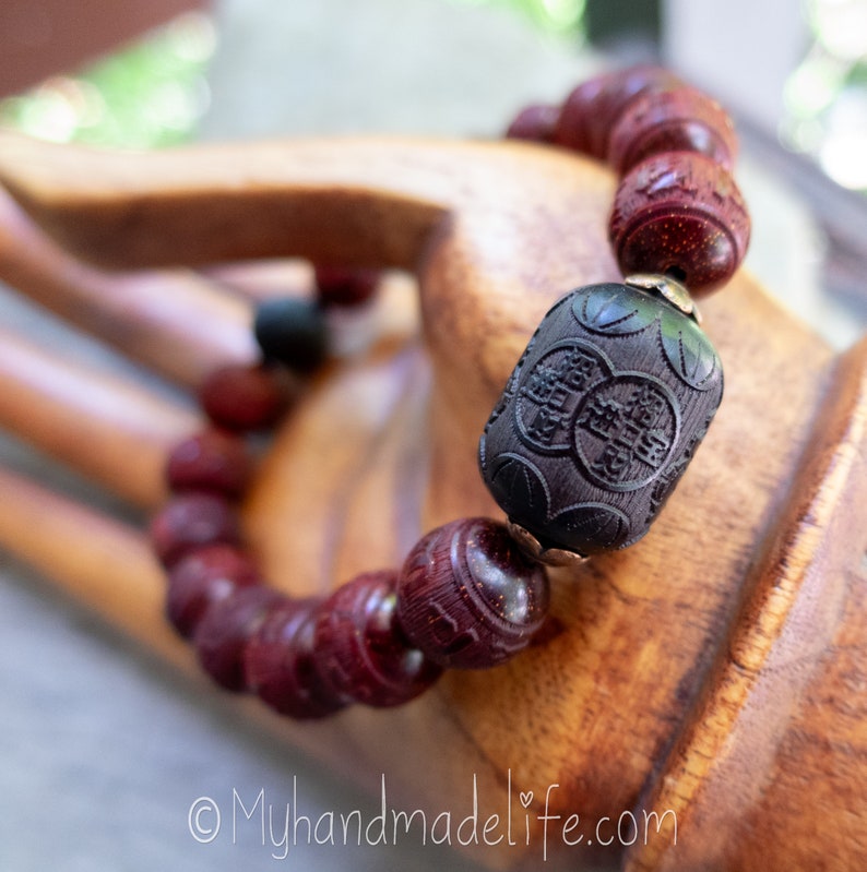 OM Mantra Natural Sandalwood Beads Scent Therapy Om Mani Padme Hum Mantra Tibetan Buddhist Mantra Beads Wood Bracelet Under 25 image 1