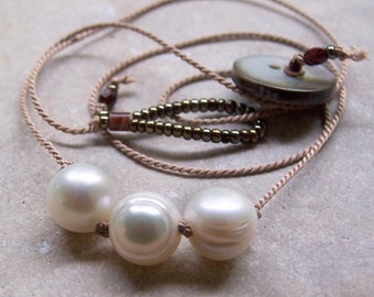 Einfach Perlen - Süßwasserperlen erdigen Bio Hochzeit weiße Perlen einfach Halskette unter 25 Etsy Schmuck