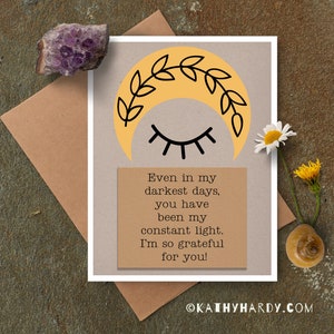 Carte de note reconnaissante | Original Design and Quote par Kathy Hardy | Carte de remerciement | Carte blanche | Carte de note unique | Carte de voeux mignonne