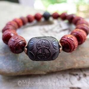 OM Mantra Natural Sandalwood Beads Scent Therapy Om Mani Padme Hum Mantra Tibetan Buddhist Mantra Beads Wood Bracelet Under 25 image 10