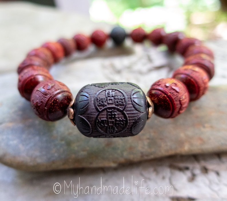 OM Mantra Natural Sandalwood Beads Scent Therapy Om Mani Padme Hum Mantra Tibetan Buddhist Mantra Beads Wood Bracelet Under 25 image 10