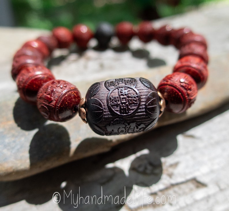 OM Mantra Natural Sandalwood Beads Scent Therapy Om Mani Padme Hum Mantra Tibetan Buddhist Mantra Beads Wood Bracelet Under 25 image 4