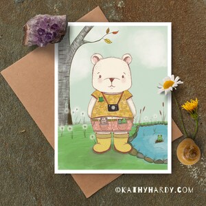 Süße Bär Note Karte | Original Design und Zeichnung von Kathy Hardy | Dankeschön-Karte | Leere Notecard-| Einzigartige Note Card | Süße Grußkarte