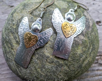 Mixed Metal Angel Earrings | Handmade Guardian Angel Jewelry