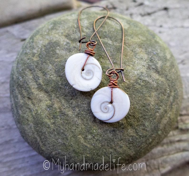 Operculum Shell Earrings Shiva Eye Shell Earrings Earthy and Organic Boho Hippie Third Eye Chakra Natural Shell Earrings Under 20 image 5