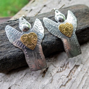 Angel Earrings Angel Jewelry Cute Angel Earrings Angel Lover Guardian Angel Earrings Mixed Metal Earrings Earrings Under 20 image 8