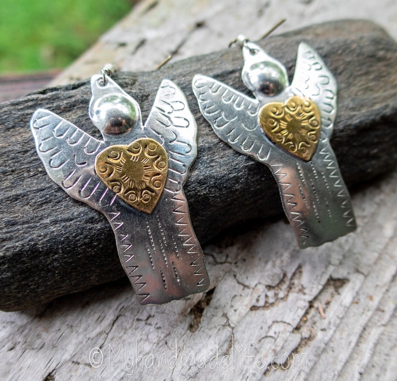 Angel Earrings Angel Jewelry Cute Angel Earrings Angel Lover Guardian Angel Earrings Mixed Metal Earrings Earrings Under 20 image 8