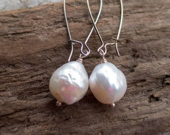 Grandmother's Pearl Earrings || Large AA+ White Drop Pearls | Pearl Earrings | Bride | Bridesmaid | Pearl Lover | Pearl Earrings Under 20
