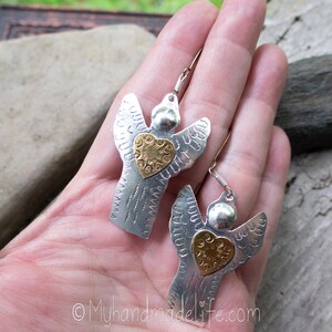 Angel Earrings Angel Jewelry Cute Angel Earrings Angel Lover Guardian Angel Earrings Mixed Metal Earrings Earrings Under 20 image 9