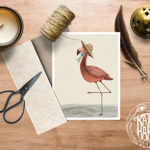 Flamingo Note Card | Original Design und Zeichnung von Kathy Hardy | Dankeschön-Karte | Leere Notecard-| Einzigartige Note Card | Süße Grußkarte