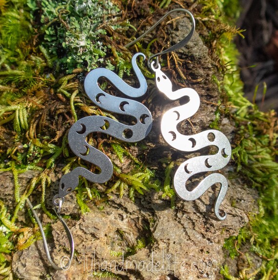 Cute Snake Earrings Moon Phase Snakes Stainless Steel Snakes Snake