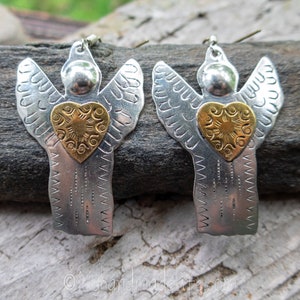 Angel Earrings Angel Jewelry Cute Angel Earrings Angel Lover Guardian Angel Earrings Mixed Metal Earrings Earrings Under 20 image 7
